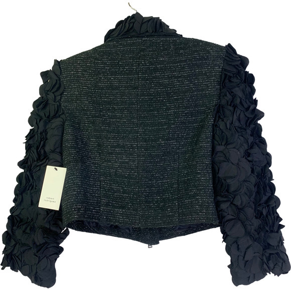 ROBERT RODRIGUEZ Black Rose Petal Ruffle Blazer Jacket - NWT - Picture 8 of 14